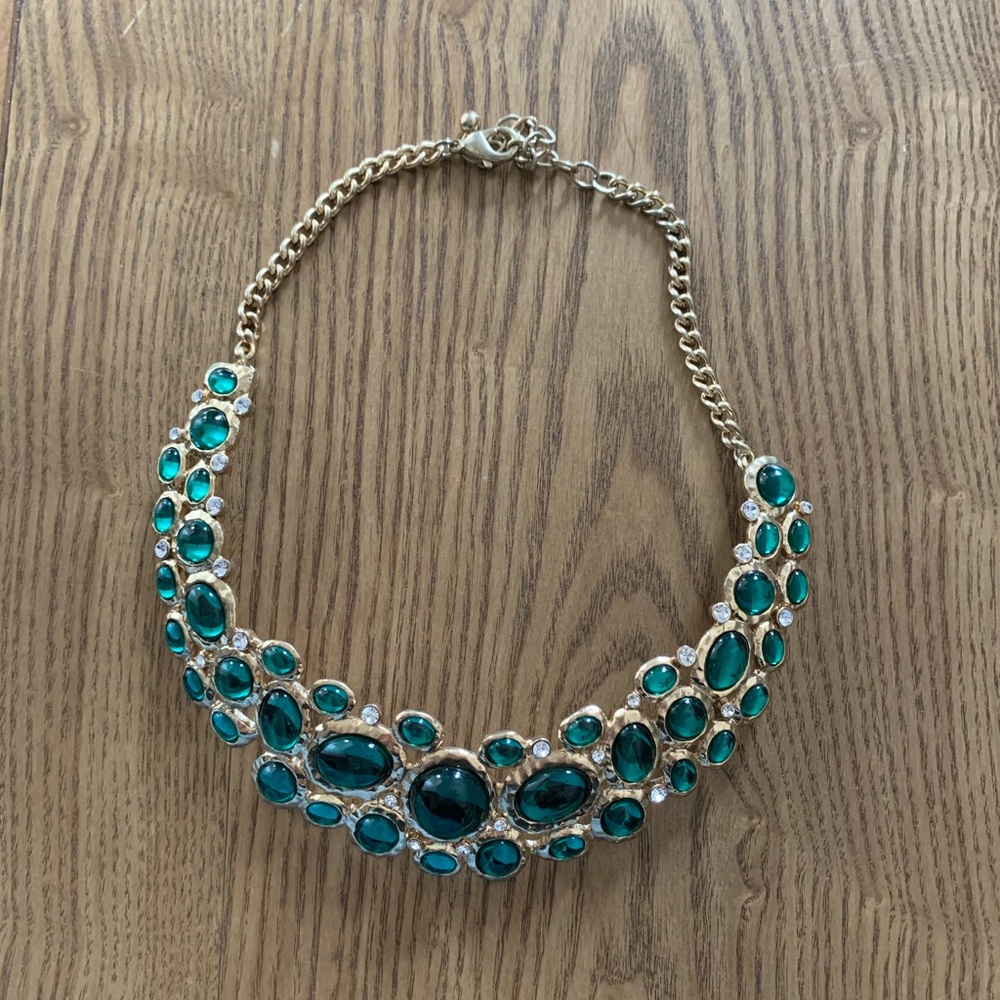 Kenneth Jay Lane emerald collar necklace